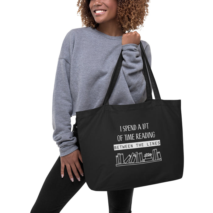 Between the Lines - Fun Reader Merch - Large Tote Bag - Waterside Dreams Press - Waterside Dreams Press