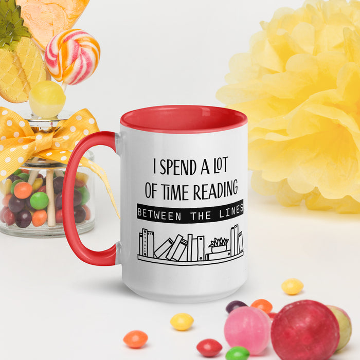 Between the Lines - Fun Reader 15 oz Mug with Color Inside - Waterside Dreams Press - Waterside Dreams Press