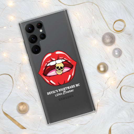 Lips and Skull Logo Clear Case for Samsung® - Devil's Nightmare MC by Lena Bourne - Waterside Dreams Press