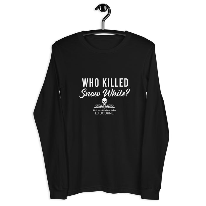 Who Killed Snow White? Long Sleeve Tee - E&M Investigations Series by LJ Bourne - Waterside Dreams Press