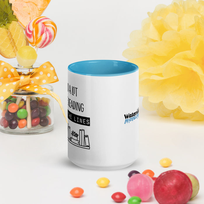 Between the Lines - Fun Reader 15 oz Mug with Color Inside - Waterside Dreams Press - Waterside Dreams Press