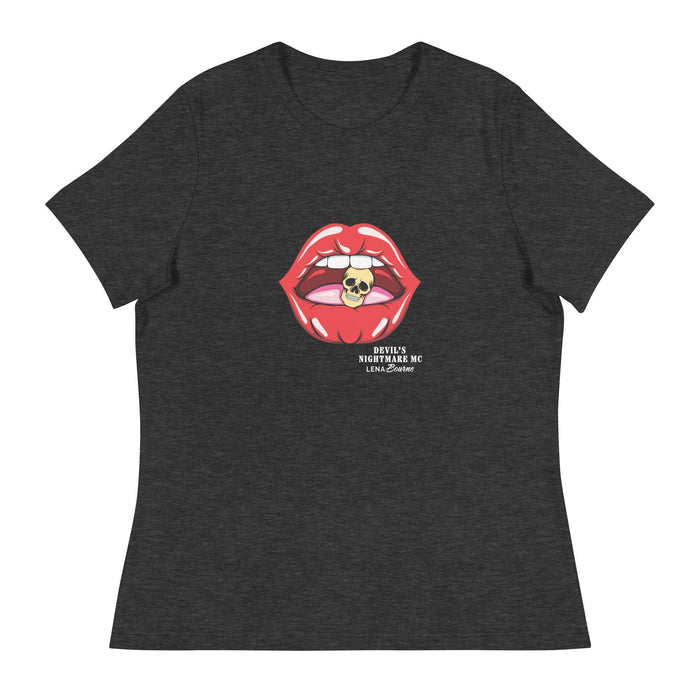 Lips & Skull Logo Women's Relaxed T-Shirt - Devil's Nightmare MC by Lena Bourne - Waterside Dreams Press