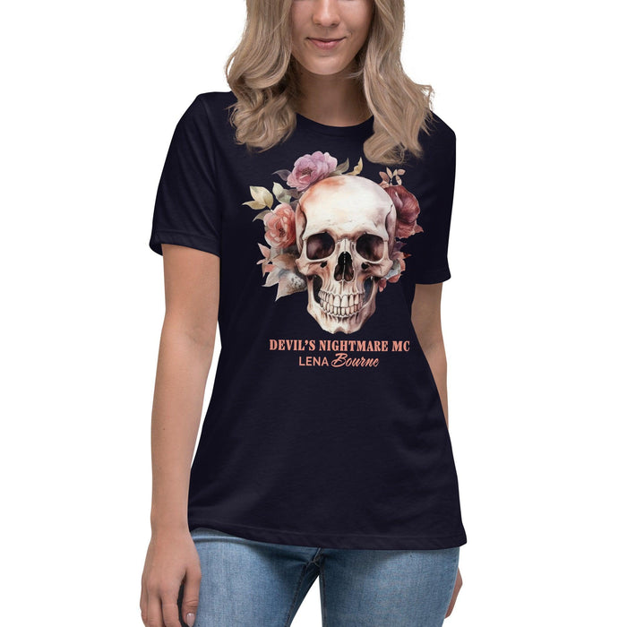 Skull & Roses Logo Women's Relaxed T-Shirt - Devil's Nightmare MC by Lena Bourne - Waterside Dreams Press